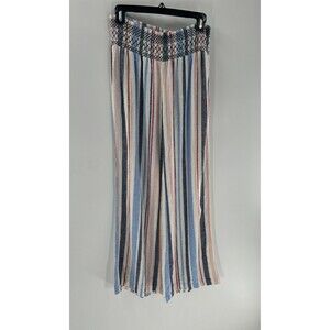 Women's Indigo Rein Striped Linen Blend Flare Leg Pants Size M